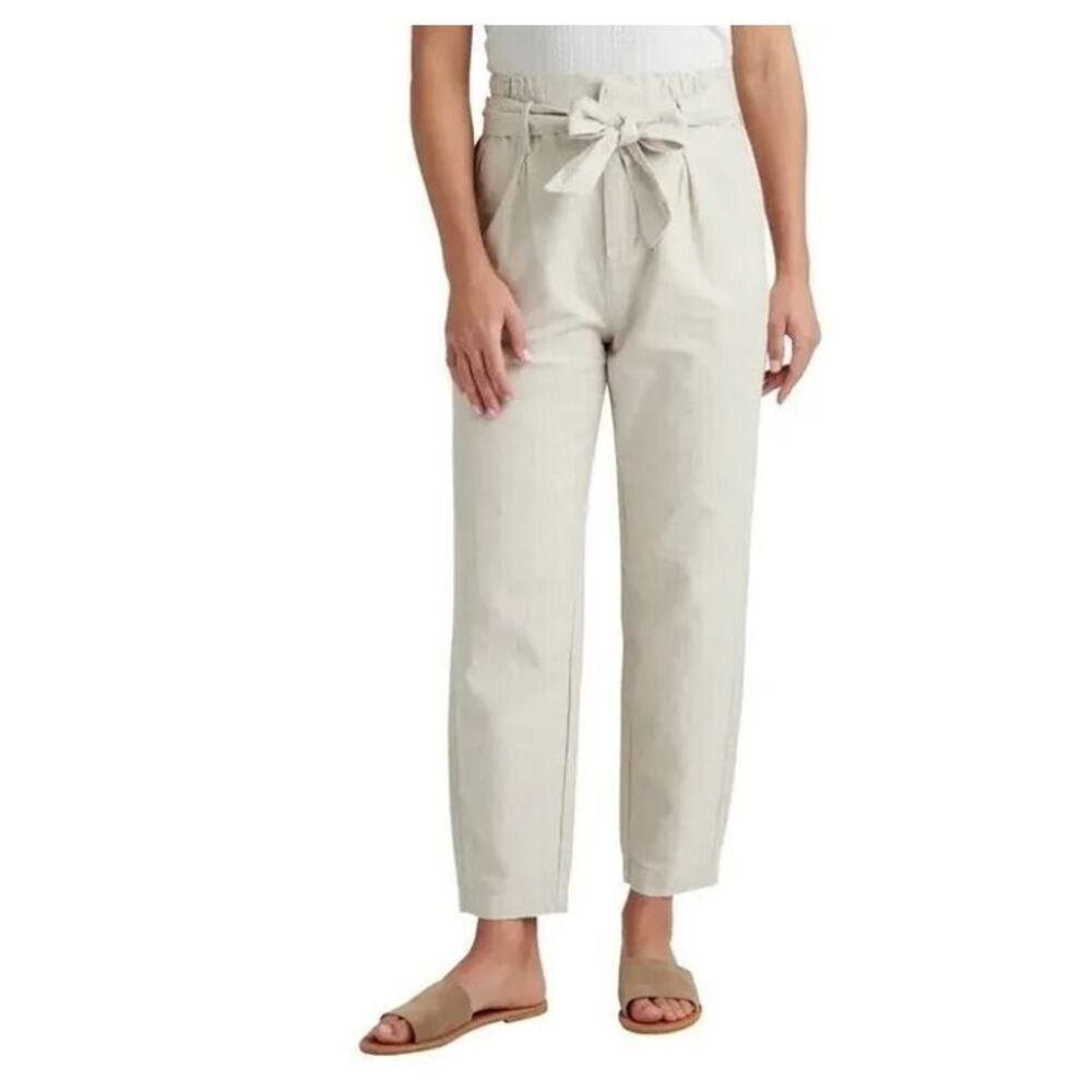 Thread & Supply Casual Lounge Walk the Beach Belted Cuffed Pants Ecru Large $85